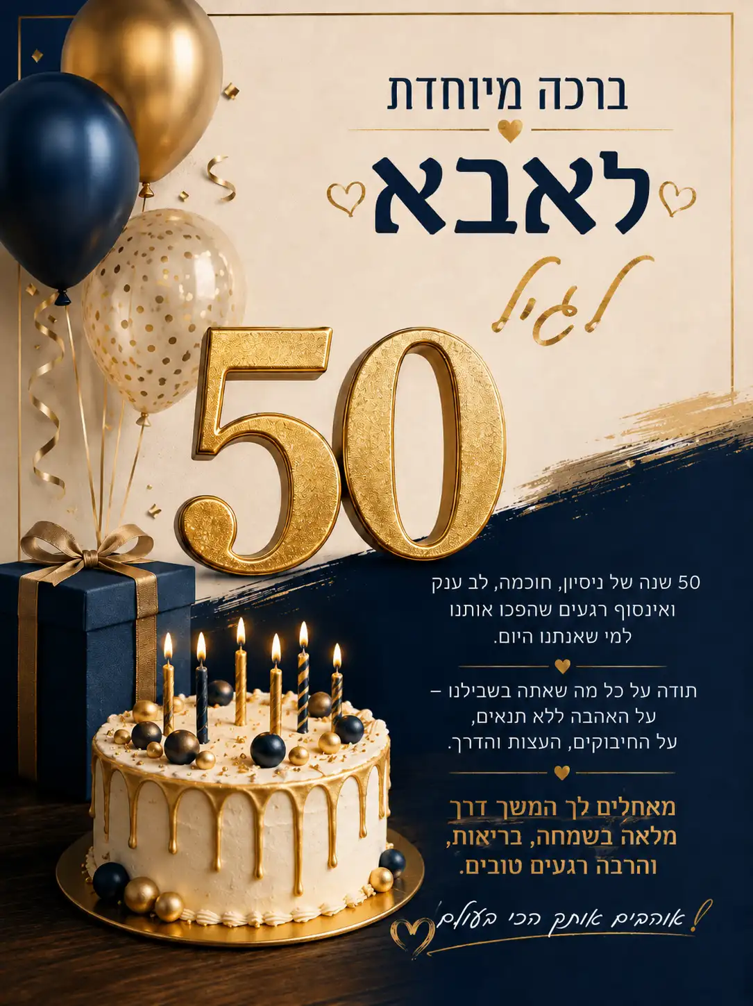 ברכה מיוחדת לאבא ליום הולדת 50