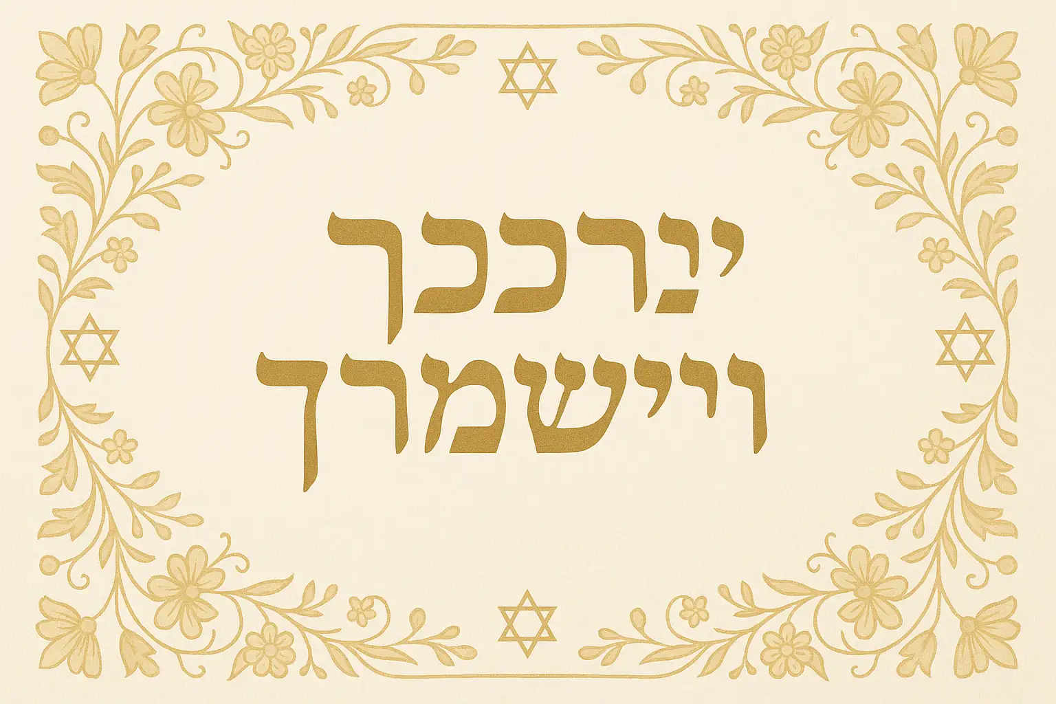 כרטיס ברכה ליום הולדת לשיתוף - יברכך ה' וישמרך